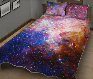 Light Stardust Galaxy Deep Space Print Quilt Bed Set