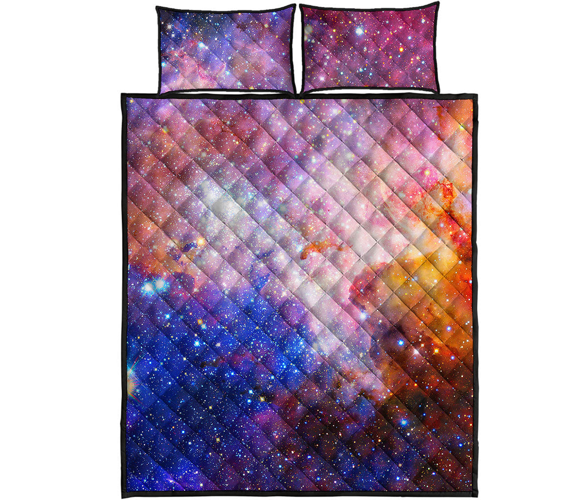 Light Stardust Galaxy Deep Space Print Quilt Bed Set