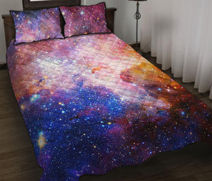Light Stardust Galaxy Deep Space Print Quilt Bed Set