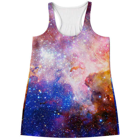Light Stardust Galaxy Deep Space Print Women's Racerback Tank Top