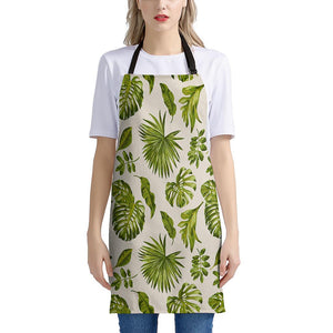 Light Tropical Leaf Pattern Print Apron