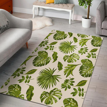 Light Tropical Leaf Pattern Print Area Rug GearFrost