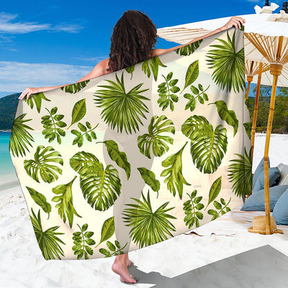 Light Tropical Leaf Pattern Print Beach Sarong Wrap