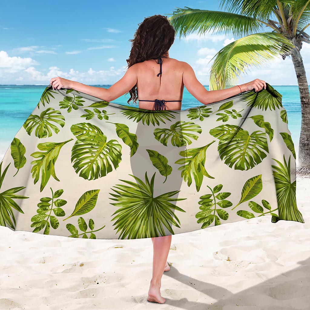 Light Tropical Leaf Pattern Print Beach Sarong Wrap