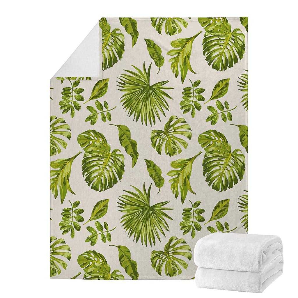 Light Tropical Leaf Pattern Print Blanket