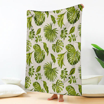 Light Tropical Leaf Pattern Print Blanket