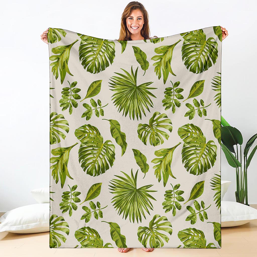 Light Tropical Leaf Pattern Print Blanket