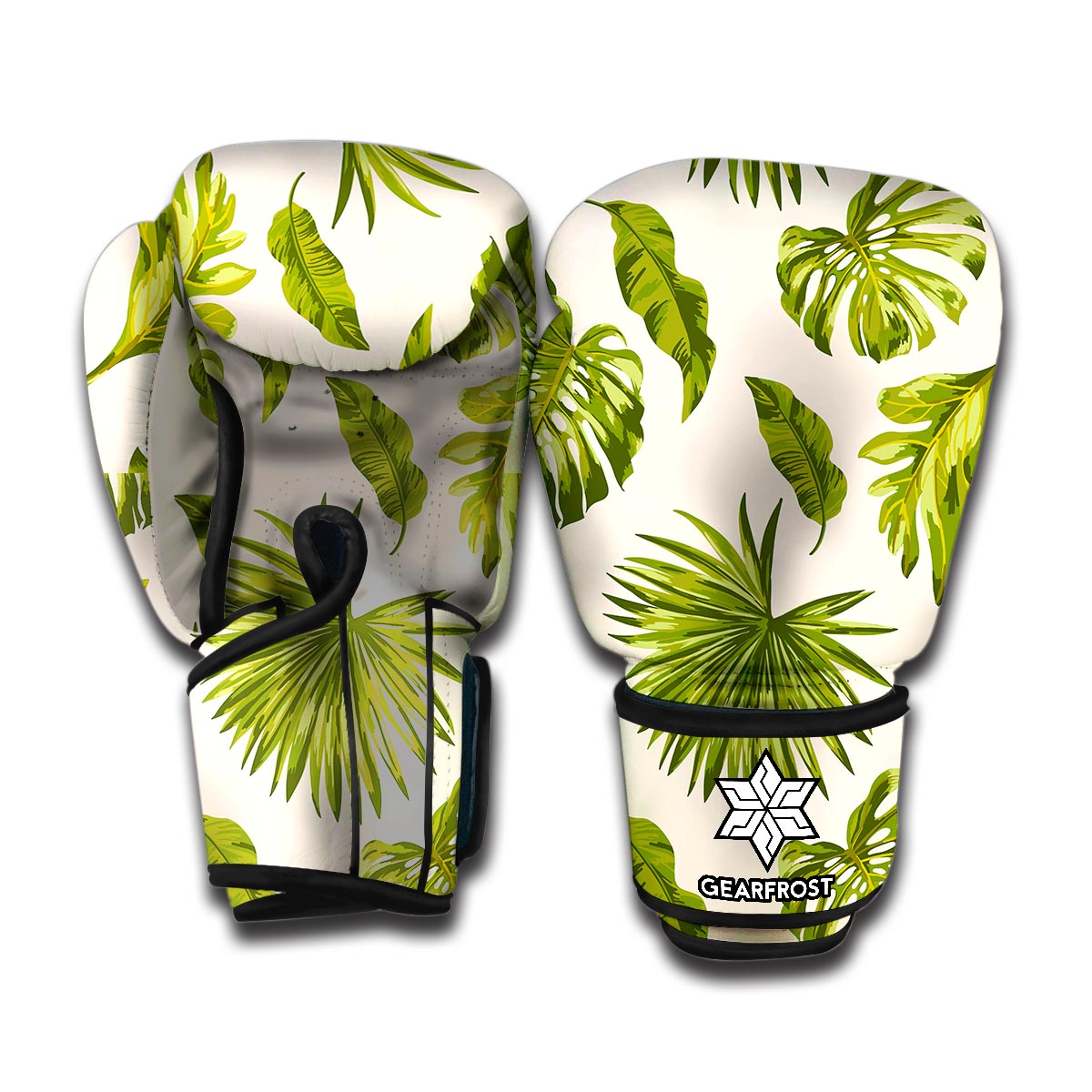 Light Tropical Leaf Pattern Print Boxing Gloves