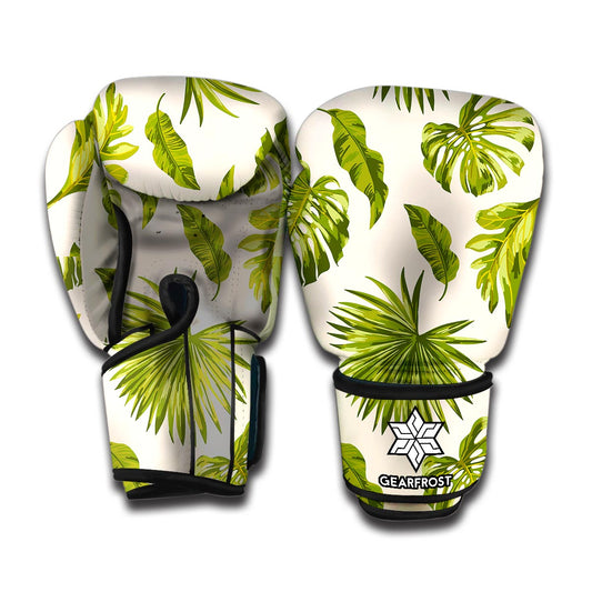 Light Tropical Leaf Pattern Print Boxing Gloves