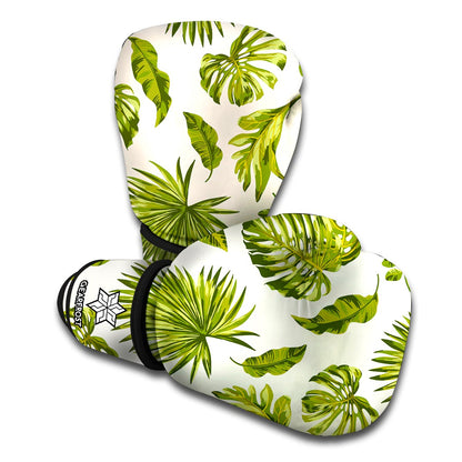 Light Tropical Leaf Pattern Print Boxing Gloves
