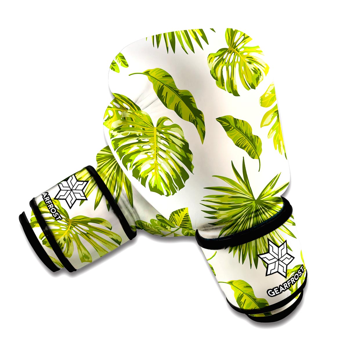 Light Tropical Leaf Pattern Print Boxing Gloves