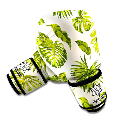 Light Tropical Leaf Pattern Print Boxing Gloves