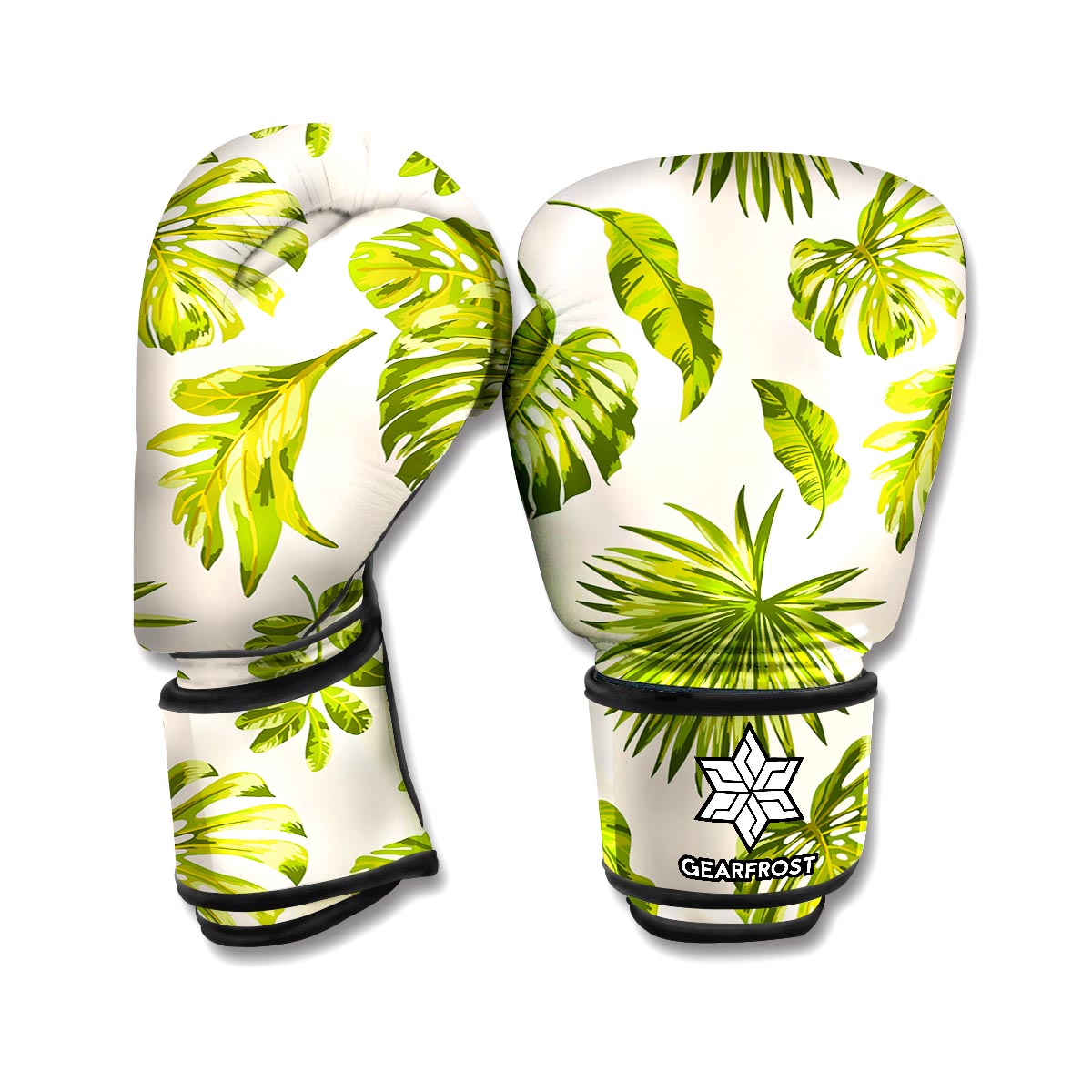 Light Tropical Leaf Pattern Print Boxing Gloves