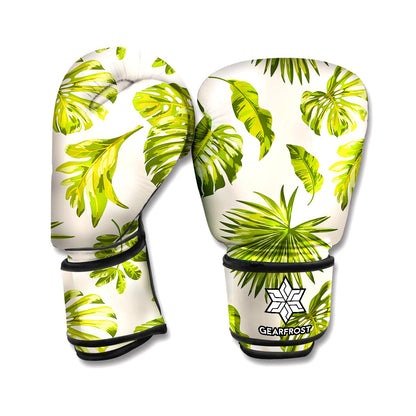 Light Tropical Leaf Pattern Print Boxing Gloves