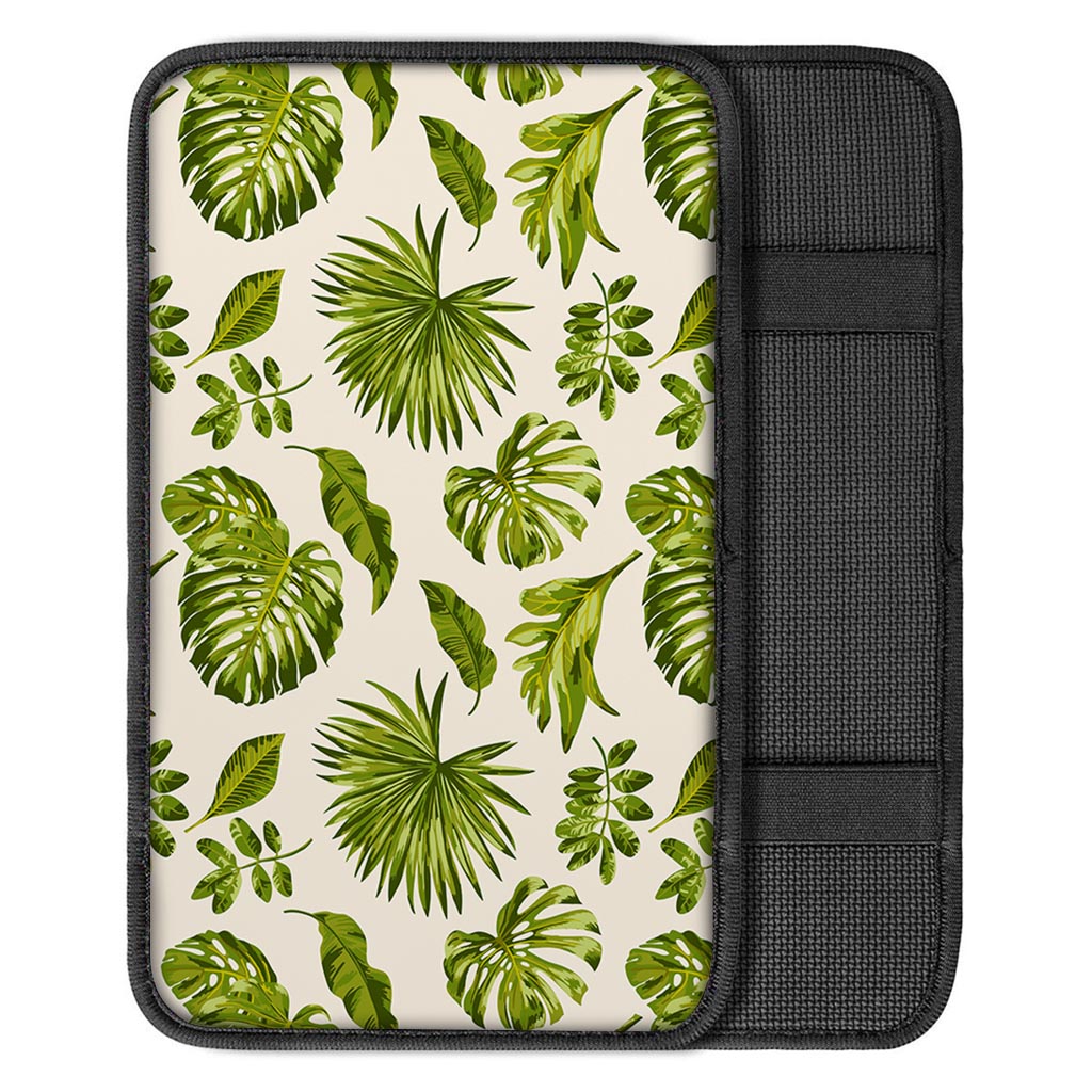 Light Tropical Leaf Pattern Print Car Center Console Cover