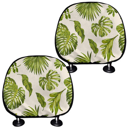 Light Tropical Leaf Pattern Print Car Headrest Covers