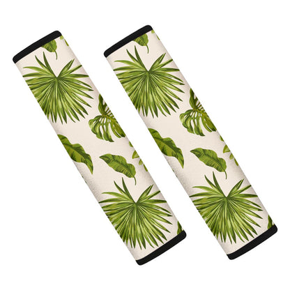 Light Tropical Leaf Pattern Print Car Seat Belt Covers