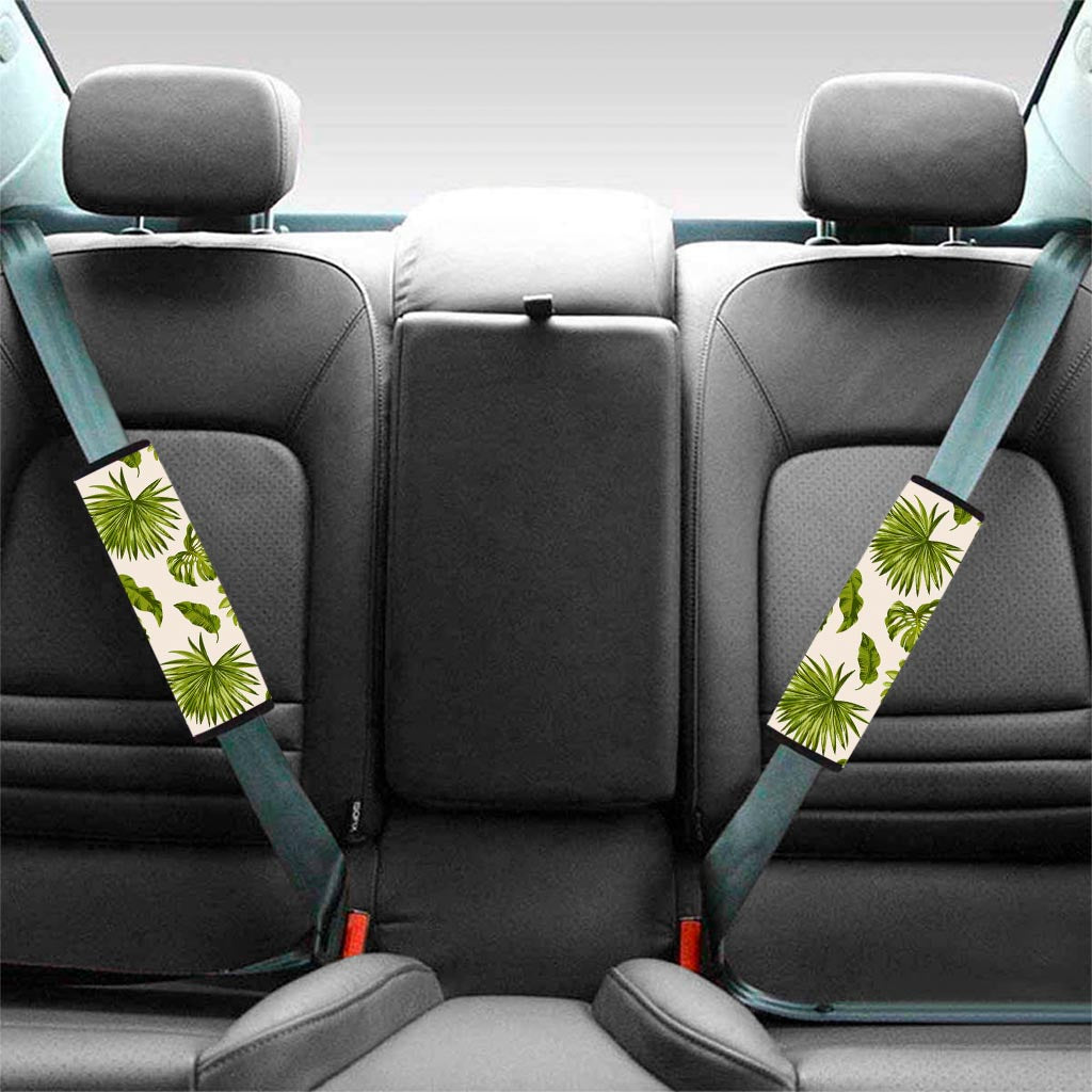 Light Tropical Leaf Pattern Print Car Seat Belt Covers