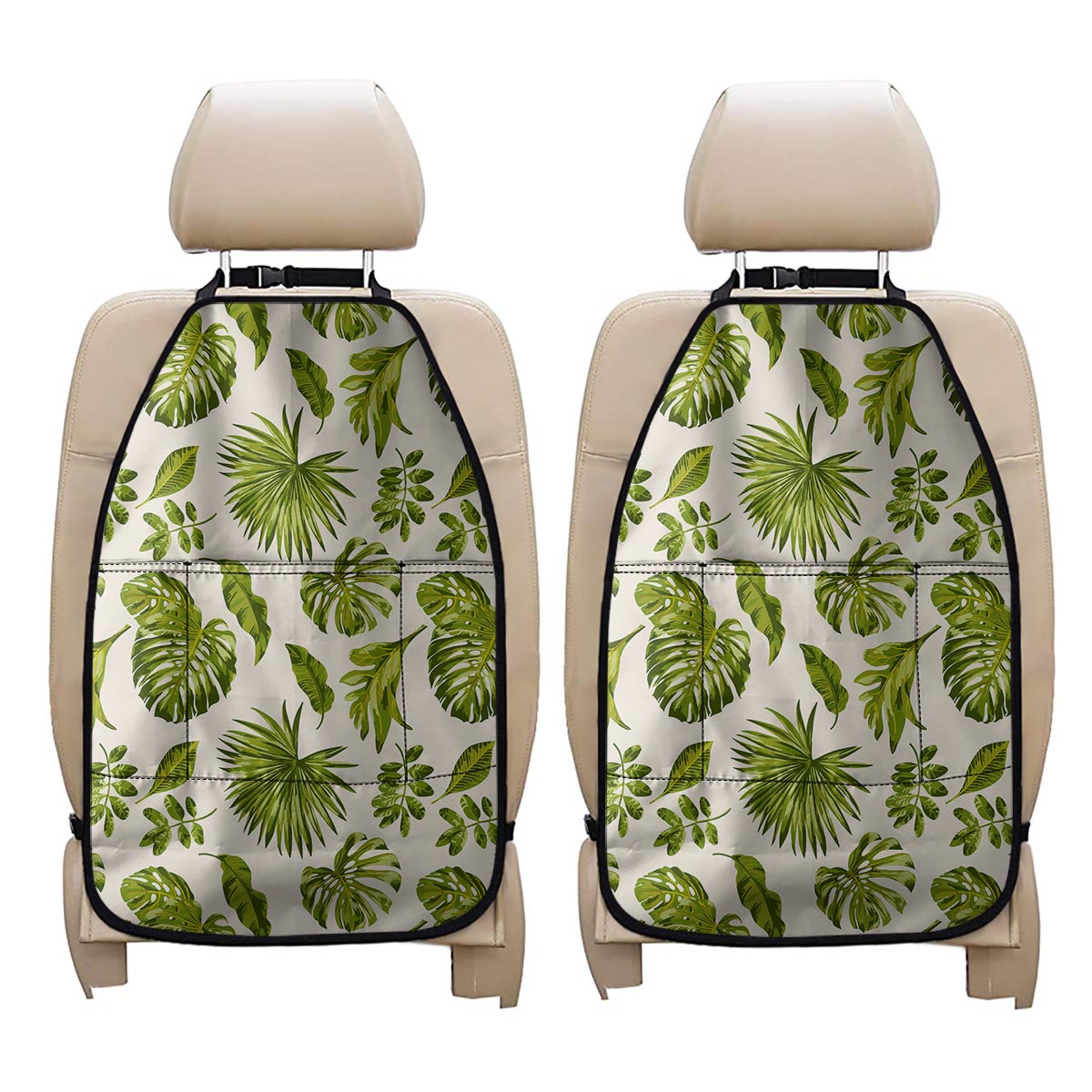 Light Tropical Leaf Pattern Print Car Seat Organizers