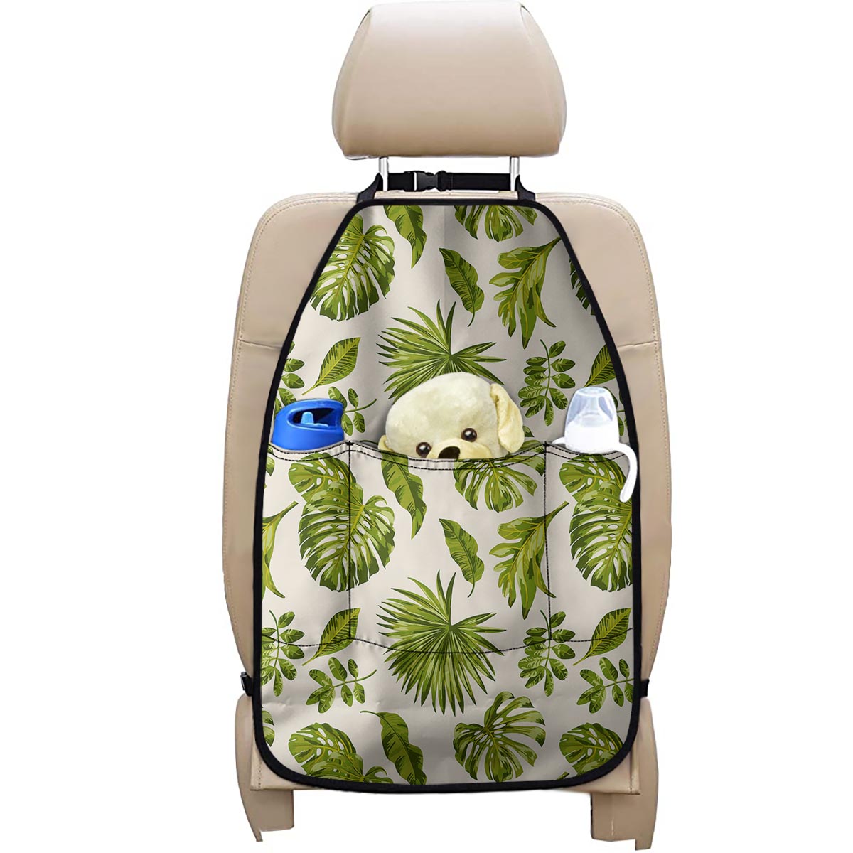 Light Tropical Leaf Pattern Print Car Seat Organizers