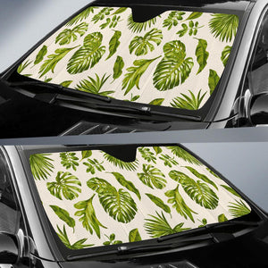 Light Tropical Leaf Pattern Print Car Sun Shade GearFrost