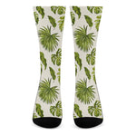 Light Tropical Leaf Pattern Print Crew Socks