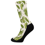 Light Tropical Leaf Pattern Print Crew Socks