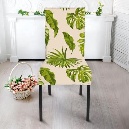 Light Tropical Leaf Pattern Print Dining Chair Slipcover