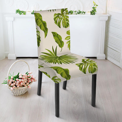 Light Tropical Leaf Pattern Print Dining Chair Slipcover