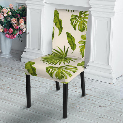Light Tropical Leaf Pattern Print Dining Chair Slipcover