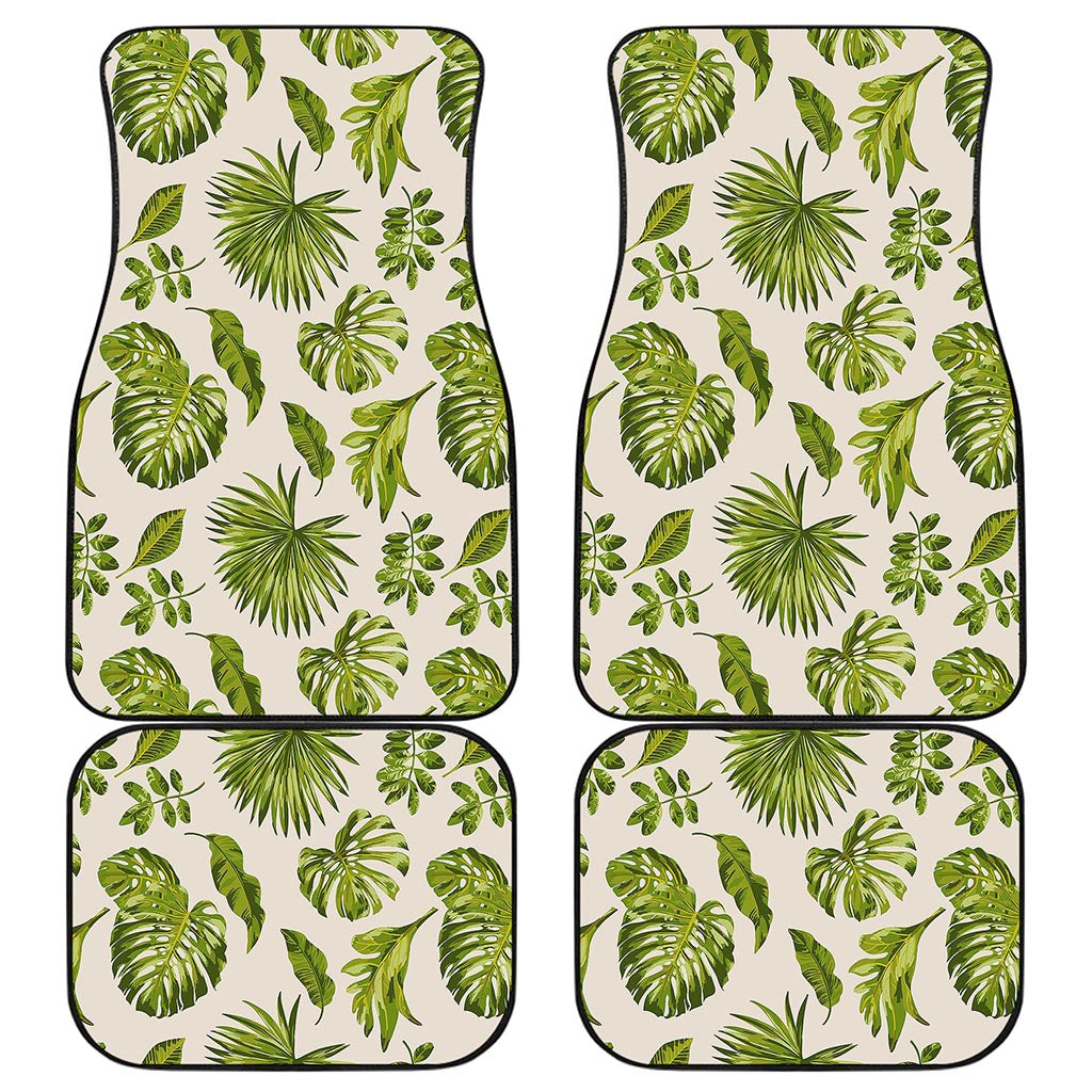 Light Tropical Leaf Pattern Print Front and Back Car Floor Mats