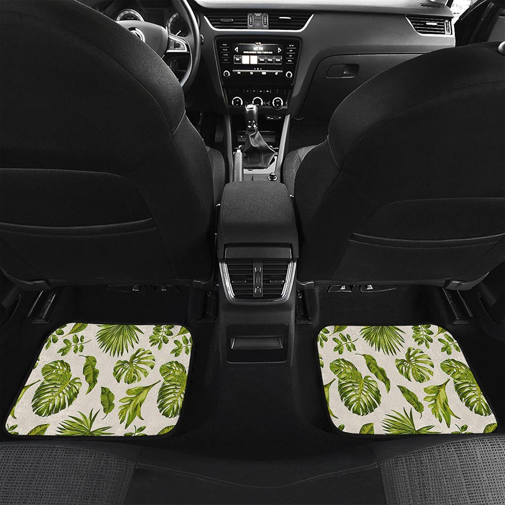 Light Tropical Leaf Pattern Print Front and Back Car Floor Mats