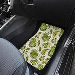 Light Tropical Leaf Pattern Print Front and Back Car Floor Mats