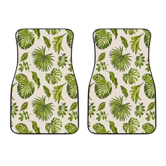 Light Tropical Leaf Pattern Print Front Car Floor Mats