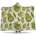 Light Tropical Leaf Pattern Print Hooded Blanket