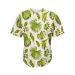 Light Tropical Leaf Pattern Print Men's Baseball Jersey