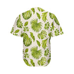 Light Tropical Leaf Pattern Print Men's Baseball Jersey