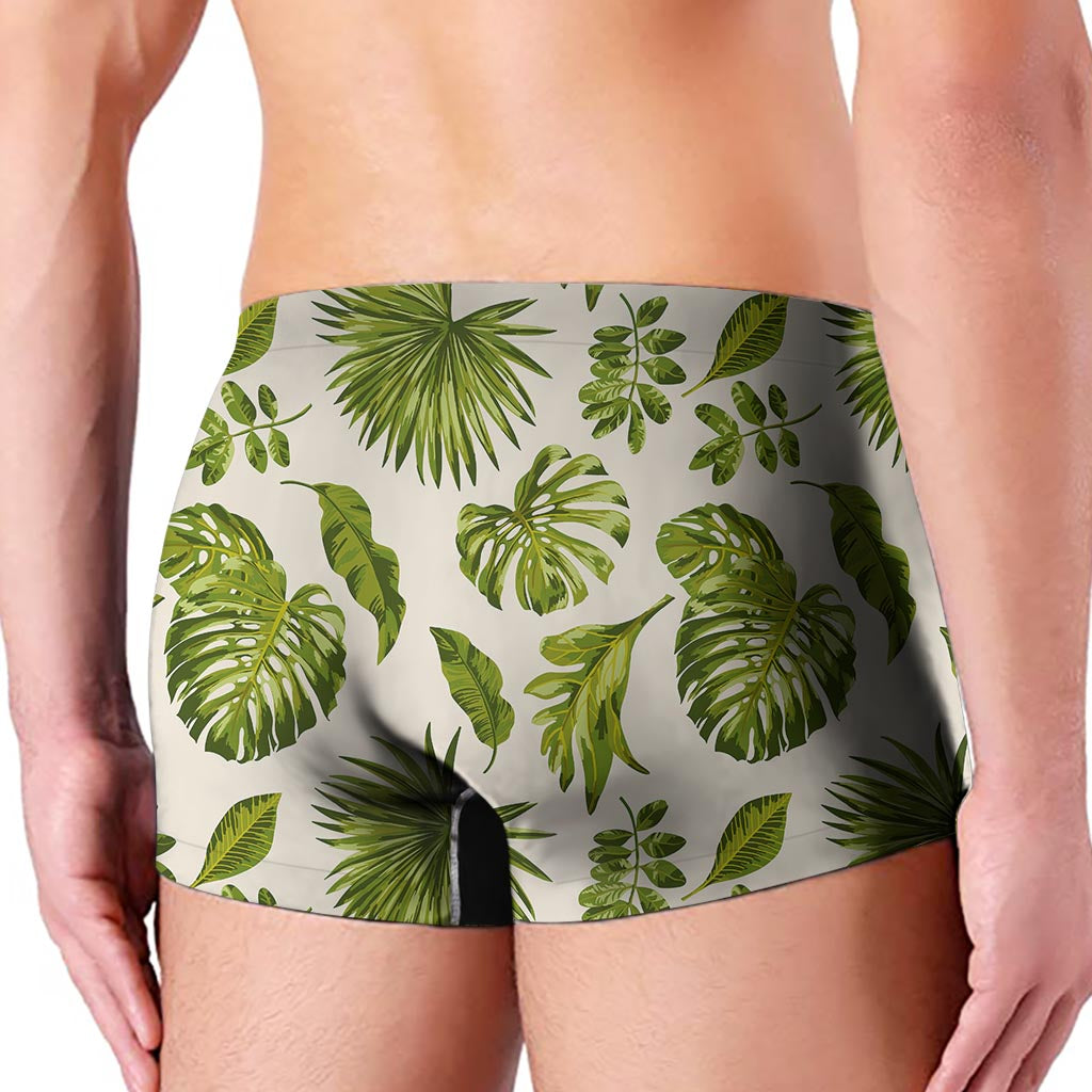 Light Tropical Leaf Pattern Print Men's Boxer Briefs