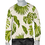 Light Tropical Leaf Pattern Print Men's Crewneck Sweatshirt GearFrost