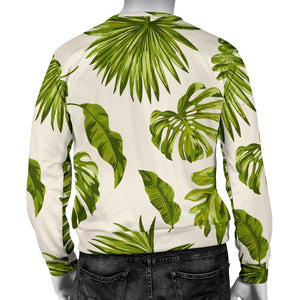 Light Tropical Leaf Pattern Print Men's Crewneck Sweatshirt GearFrost