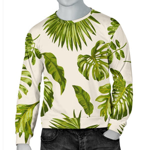 Light Tropical Leaf Pattern Print Men's Crewneck Sweatshirt GearFrost