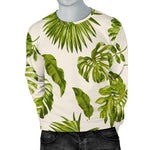 Light Tropical Leaf Pattern Print Men's Crewneck Sweatshirt GearFrost