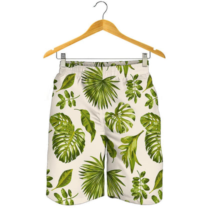 Light Tropical Leaf Pattern Print Men's Shorts