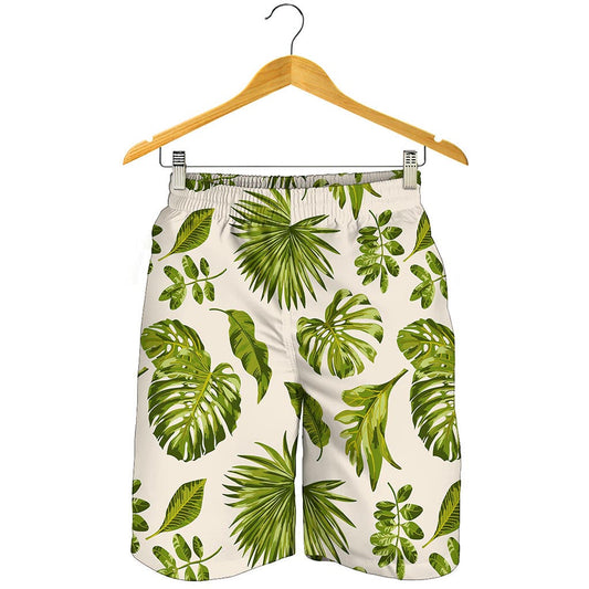 Light Tropical Leaf Pattern Print Men's Shorts