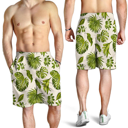 Light Tropical Leaf Pattern Print Men's Shorts