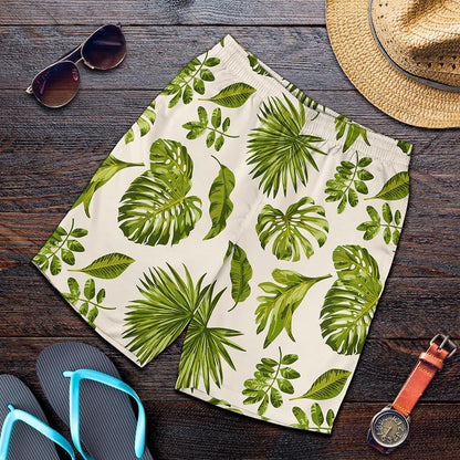 Light Tropical Leaf Pattern Print Men's Shorts