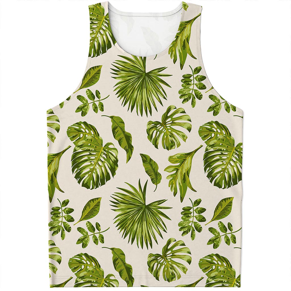Light Tropical Leaf Pattern Print Men's Tank Top