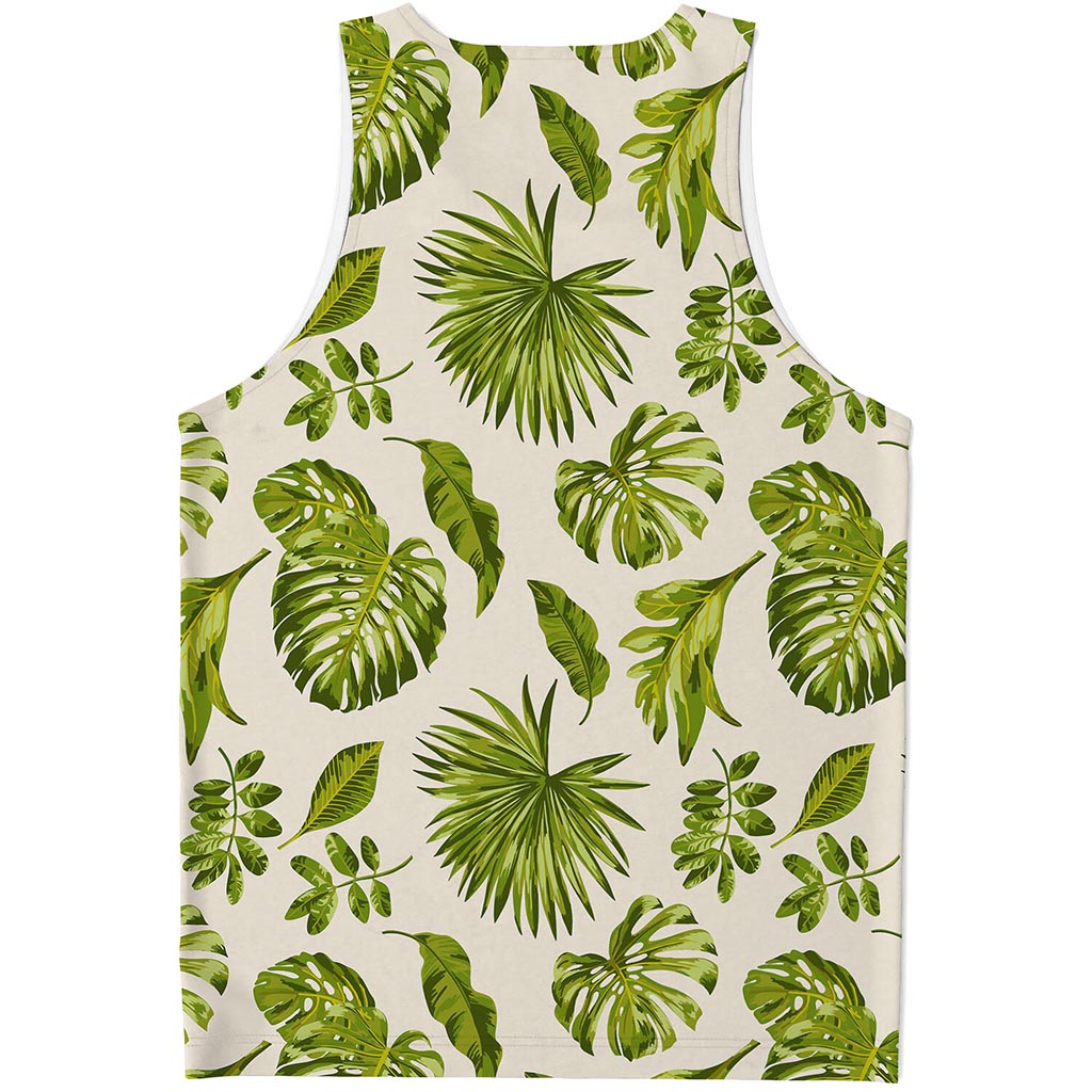 Light Tropical Leaf Pattern Print Men's Tank Top