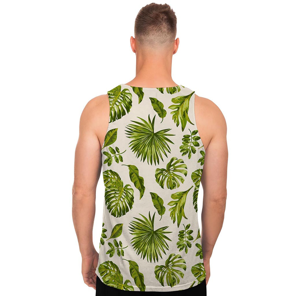 Light Tropical Leaf Pattern Print Men's Tank Top