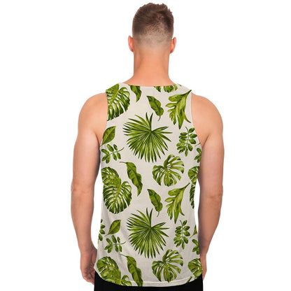 Light Tropical Leaf Pattern Print Men's Tank Top